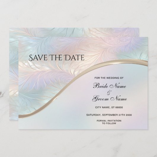 Save The Date Iridescente Abstraite Moderne Enregistrer La Date (Devant / Derrière)