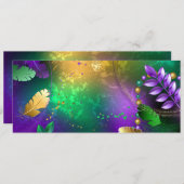 Save The Date Iridescente mardi gras arrière - plan avec perles (Devant / Derrière)