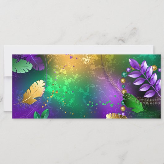 Save The Date Iridescente mardi gras arrière - plan avec perles (Devant)