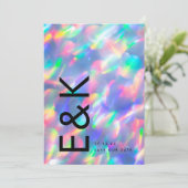 Save The Date Iridescente Ultra Moderne Monogramme non Photo (Debout devant)