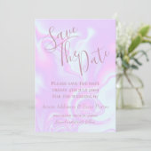 Save The Date Iridescente unicorne peau fausse texture holograph (Debout devant)