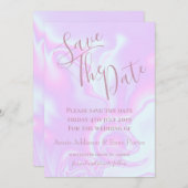 Save The Date Iridescente unicorne peau fausse texture holograph (Devant / Derrière)