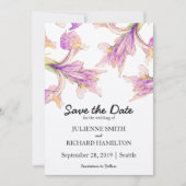Save The Date Iris Floral Modern Botanical Wedding Enregistrer l (Devant)
