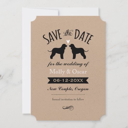 Save The Date Irish Water Spaniels Mariage Sauvez la date (Devant)