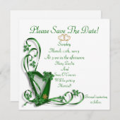 Save The Date Irlandais Enregistrer la date pour Mariage, Harp (Devant / Derrière)