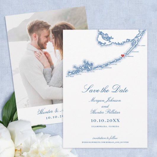 Save The Date Islamorada Florida Keys Elegant Mariage bleu marin