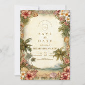 Save The Date Island Botanical Floral Wedding (Devant)