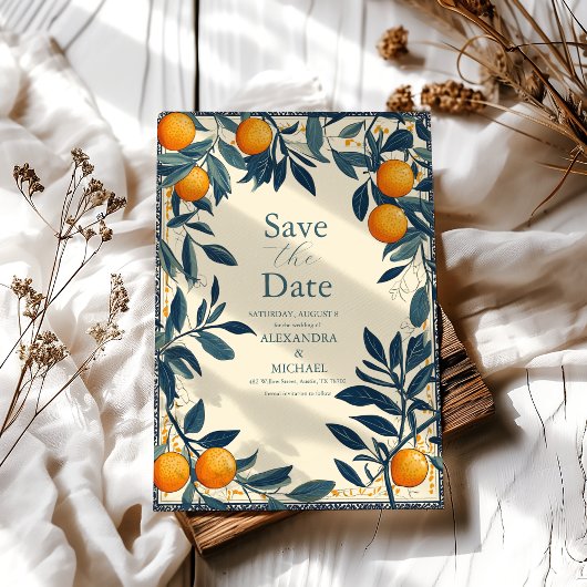 Save The Date Italie méditerranéenne Grèce Lemon Vibrant Mariage