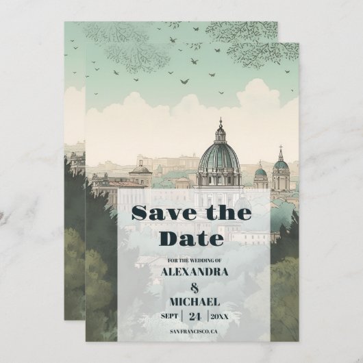 Save The Date Italie Rome Destination Mariage (Devant / Derrière)