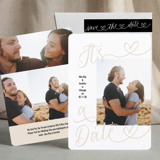 Save The Date It's A Date | 4 Photo | Calligraphy Wedding