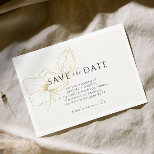 Save The Date Ivoire   Plat Floral Or Moderne Enregistrer La Car