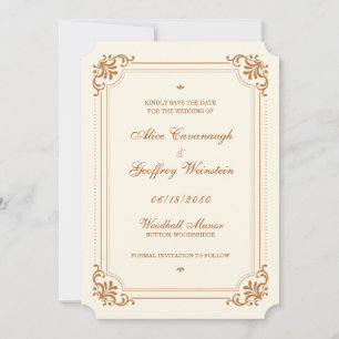 Save The Date Ivoire Vintage Flourish Élégant Mariage