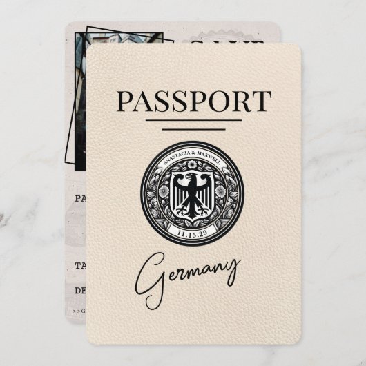 Save The Date Ivory Allemagne Passeport Enregistrer La Date (Devant / Derrière)