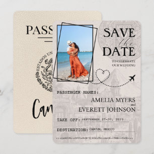 Save The Date Ivory Cancun Passeport Enregistrer La Date