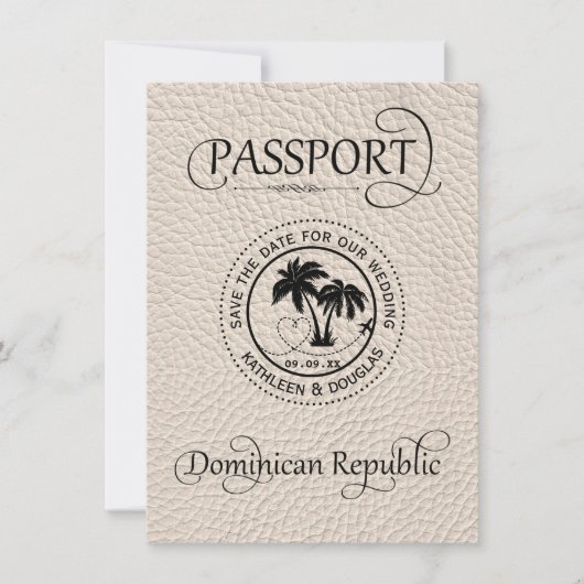 Save The Date Ivory Dominican Republic Passeport Enregistrer la  (Devant)