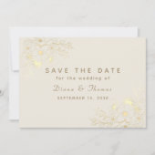 Save The Date Ivory Gold Floral Wedding Enregistrer la date (Devant)