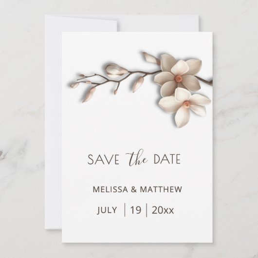 Save The Date Ivory Magnolia 3D Flowers (Devant)
