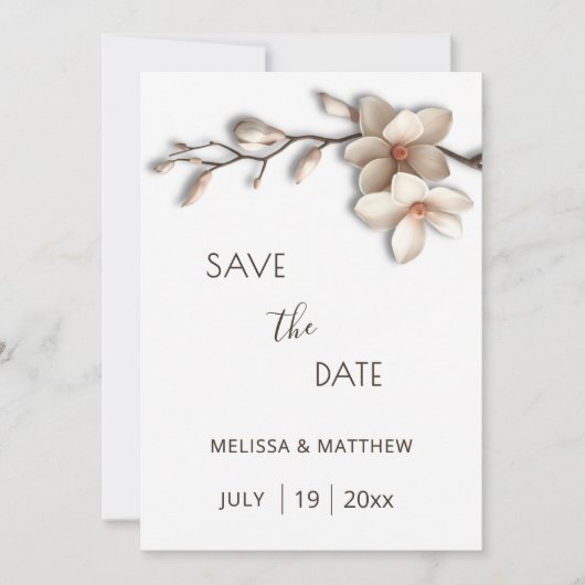 Save The Date Ivory Magnolia 3D Flowers (Devant)
