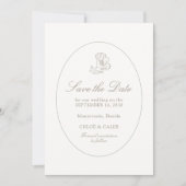 Save The Date Ivory & Sand | Écriture de mariage chic couple (Devant)