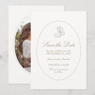 Save The Date Ivory & Sand Écriture de mariage chic couple