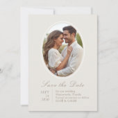 Save The Date Ivory & Sand | Écriture de mariage pour couple chi (Devant)