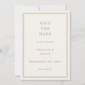 Save The Date Ivory taupe modern simple luxury wedding (Devant)
