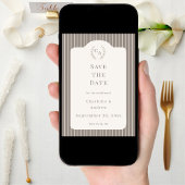 Save The Date Ivory Taupe Neutral Pinstriped Wedding 