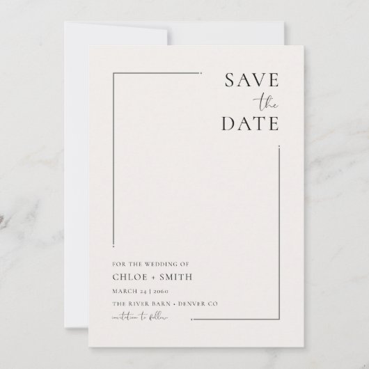 Save The Date Ivory Unique Budget Mariage Fiançailles Pas de pho (Devant)