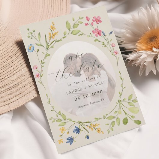 Save The Date Ivory Wildflower Photo