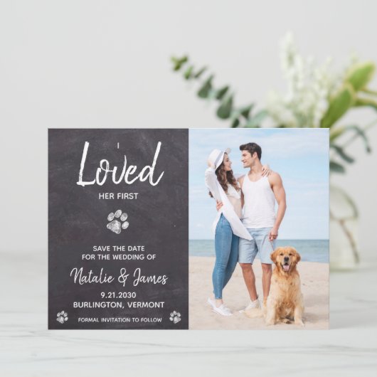 Save The Date J'Aimais Son Premier Mariage Rustique (Debout devant)