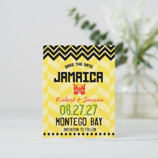 Save The Date JAMAICA Enregistrer la date Linge papier (Debout devant)