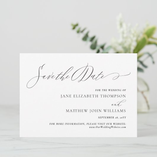 Save The Date Jane Elegant Script Enregistrer le Mariage de date (Debout devant)