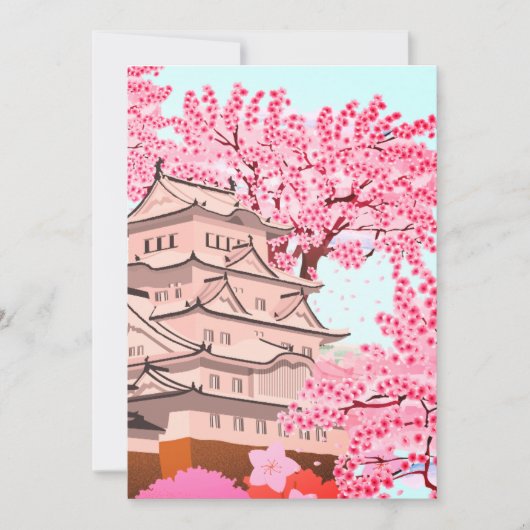Save The Date Japonais Sakura Castle Art - Cherry Blossom Printe (Devant)