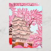 Save The Date Japonais Sakura Castle Art - Cherry Blossom Printe (Devant / Derrière)