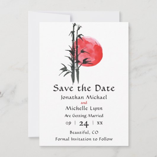 Save The Date Japonais Sun et mariage bambou Enregistrer la date (Devant)