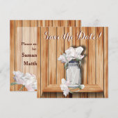 Save The Date Jar de Mason rustique et pivoines roses (Devant / Derrière)