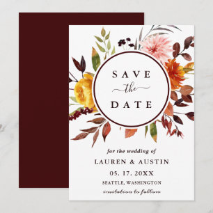 Save The Date Jardin d'automne Aquarelle Mariage floral