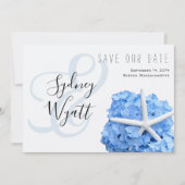 Save The Date Jardin de bord de mer Hydrangeas bleus Étoile de m (Devant)