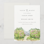 Save The Date Jardin de campagne élégant à l'aquarelle pastel do (Devant / Derrière)