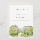 Save The Date Jardin de campagne élégant et doux à l'aquarelle p (Devant / Derrière)