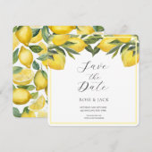 Save The Date Jardin de citron à l'aquarelle Mariage blanc (Devant / Derrière)