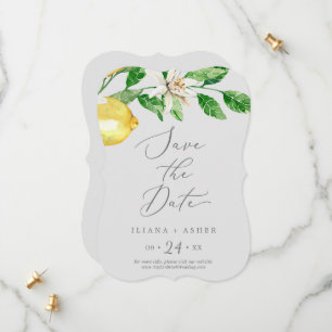 Save The Date Jardin de citron moderne   Mariage gris