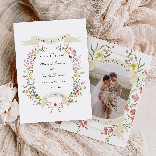 Save The Date Jardin de crête de Mariage floral Whimsical