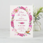 Save The Date Jardin de fleurs roses (Debout devant)