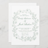 Save The Date jardin de fleurs vert à main simple mariage (Devant / Derrière)