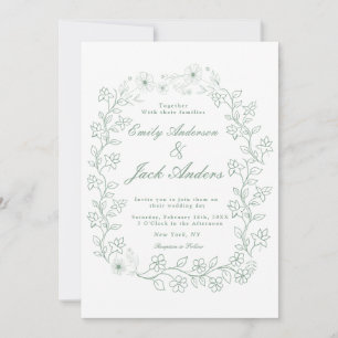 Save The Date jardin de fleurs vert à main simple mariage
