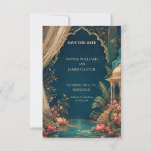 Save The Date Jardin de lotus sarcelle Mariage à retenir la date
