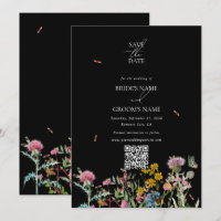 Jardin de mariage bohème noir à l'aquarelle avec f
