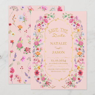 Save The Date Jardin de mariage printanier élégant prairie de fl