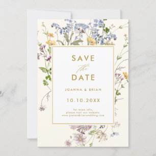 Save The Date Jardin de prairie coloré de joli Fleur sauvage de 